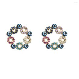 Stud Earrings Bohemian Blue Eye With Exquisite Crystal Stone Round Evil Ear 2023 Trend Party Accessories To Lover Girlfriend