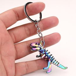 Metal Dazzling Dinosaur Keychain Unicorn Keychain Halloween Kids Gift Skeleton Keyring Key pendant Small Gift Keychain Pendant