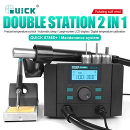 Warmtepistool QUICK 8786D+ Hot Air Gun LeadFree Heating Soldering Station Rework Station+Nozzle For CPU Motherboard Mobile Phone Repair Tool