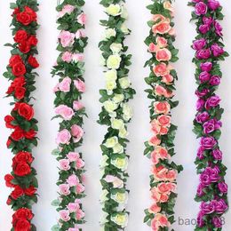 Sachet Bags Simulated Rose Rattan Decor Hanging Flowers Winding Artificial Flower Vines Indoor Plastic Flowers Garden Wedding Lay Out Favour R230605
