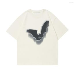 Men's T Shirts High Street T-Shirts Man Cotton Bat Animal Printed Loose Ventilate Short Sleeve Casual Tees Tops Summer