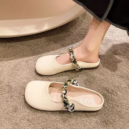 Baotou Half Slippers Female Outside Wear 2023 Spring and Summer New Fashion French Flat Single Shoes Sandals Comfortable Shoes