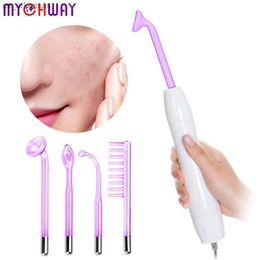 Portable Electrode High Frequency Facial Machine Acne Spot Wrinkle Remover Skin Care Face Hair Spa Facial Therapy Wand Massager L230523