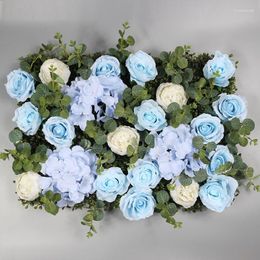 Decorative Flowers 40X60CM Blue Collection Artificial Flower Background Wallhanging Decoration Wedding Party Christmas Outdoor Rose Silk