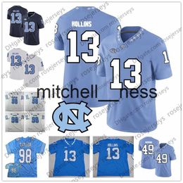 Mit8 UNC North Carolina Tar Heels #13 Mack Hollins 64 Jeff Saturday 87 Brandon Tate 88 Hakeem Nicks Light Blue Navy White Retired Jersey