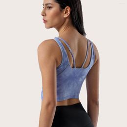 Yoga Outfit Women Fitness Bra Comprehensive Training Jogging Tight Sport Tank Top Gym Tie Dye Printing Workout Vest Crop With Chest Pad