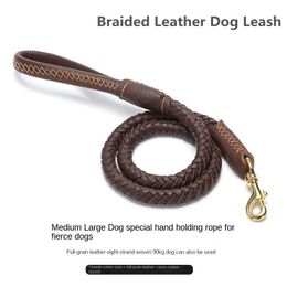 Leashes Braided Leather Dog Leash Medium and Large Dog Leads Doberman Rottweiler Malinois Dog Collars Dog Accessories Dog Supplies