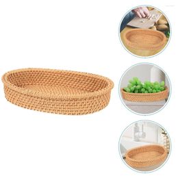 Dinnerware Sets Bread Storage Basket Makeup Pallets Woven Fruit Tray Baskets Serving Bamboo Rattan Fruits Oval