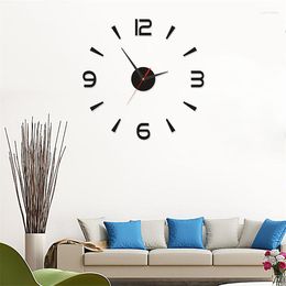Wall Clocks Creative Silent Mirror Clock Without Punching Diy Living Room Decoration Sticker Wholesale