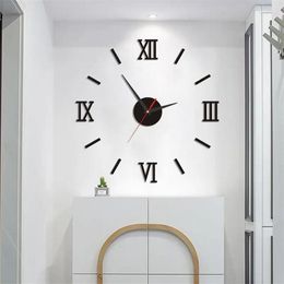 Wall Clocks Simple Living Room Luminous Clock DIY Silent Perforated Decorative Sticker