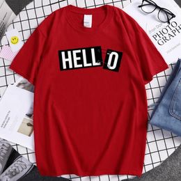 Men's T Shirts Letters "Hell" Connected "O" So It'S Hello Print Tshirt Cotton Brand Tee Men Soft Cool Clothing