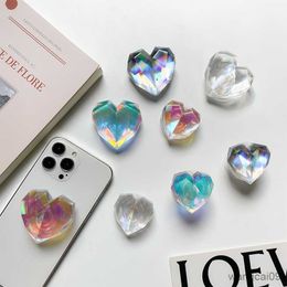 Cell Phone Mounts Holders Heart Geometric Cell Phone Holder Grip Support Foldable Mobile Phone Finger Ring Stand Socket R230605