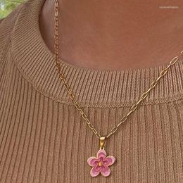 Pendant Necklaces Multi-layer Drip Oil Flower Necklace Titanium Steel Plated 18k Gold Chain Clavicle Jewelry Gifts Wholesale
