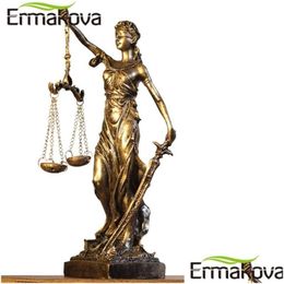 Decorative Objects Figurines Ermakova European Antique Bronze Greek Justice Goddess Statue Fair Angels Resin Scpture Ornaments Des Dhgex