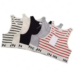 Womens Designers Tanks Letter Printing Knit Vest Sweaters T Shirts Designer Striped Letter Sleeveless Tops Knits Fashion Style Ladies Pullover