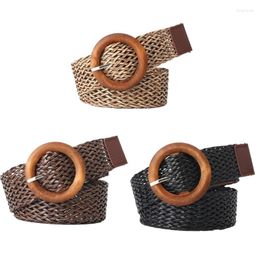 Belts Bohemian-Style Women Belt For Dress Pin Buckle Waist Handwoven Round Elastic Lady Clothing Accessories