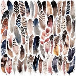 64Pcs Wonderful Feather Stickers Pack Waterproof Vinyl Stickers Non-random for Car Bike Luggage Laptop Skateboard Scrapbook Water Bottle Decal