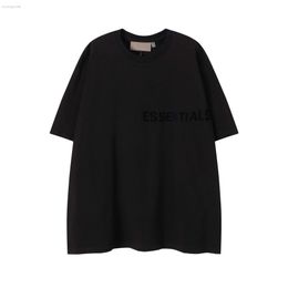 essentail shirt Year New Fog Gear God Flocked Letter Print Neck Short Sleeve T-shirt 3YVD