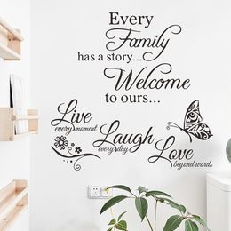 2022 New Creative English Slogan Every Family Has A Story Combination Wall Stickers Family And Live Law Love Wall Decor Stickers