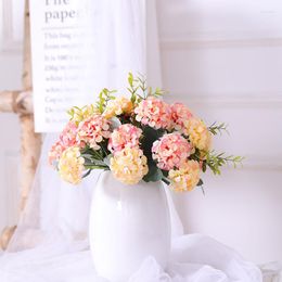 Decorative Flowers 30cm Hydrangea Artificial Bouquet Wedding Flower For Bride Hand Silk Blooming Peony Fake Home Centerpieces Decor