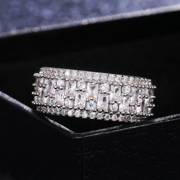 New Retro Irregular Rectangular Zirconium Diamond Ring European and American Style Unisex Rings Classic