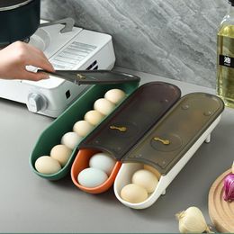 Storage Bottles Auto Scrolling Egg Holder Automatic Rolling Box With Date Reminder Chicken Container Organiser Bin Tray For