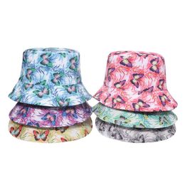 Wide Brim Hats Ldslyjr Cotton Cartoon Butterfly Print Bucket Fisherman Outdoor Travel Men's and Women's Sun Hat 360 G230603