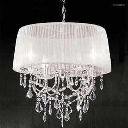 Chandeliers E14 Led Crystal Pendants For 11 Colour Lampshade 4pcs Holder Shade Luminaire CE 220v Pendientes Bedroom