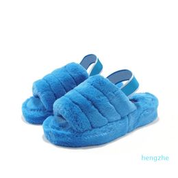 wholesale Lady Slide slippers cute Women womens plush hairy beautiful Black Red Blue Yellow Pink grey Girl warm Shoes 36-41