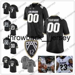 thr Custom Colorado Buffaloes 2019 Football Any Name Number Black Gray White #12 Steven Montez 23 Phillip Lindsay Shenault Men Youth Jersey 4XL