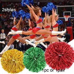 Cheerleading 1PC1Pair Plastic Handle Metallic Streamer Pompoms Cheerleading Cheering Pom Ball Cheering Dance Decorator Club Sport Supply 230603