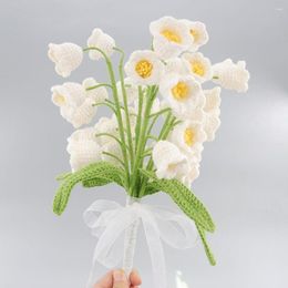 Decorative Flowers Knitted Bouquet Bellflower Milk Cotton Hand-Knitted Fake Flower Homemade Finished Home Table Creative Decor