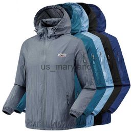Outdoor Shirts 5XL Plus Summer Sun Protection Skin Coat Men Ultra-Light Gym Sports Hooded Outwear Men Windproof Hiking Fishing Jackets Clothing J230605