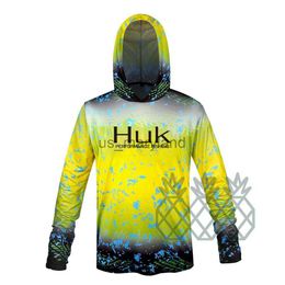 Outdoor Shirts HUK Sun Protection Clothing Lightweight Fishing Shirt Fishing Hoodie Long sleeves Shirt for Men Quick Dry Fishing Hiking UPF 50 J230605