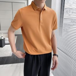 Men's Polos 11 Colours Men Summer Simple Cotton Short Sleeve Lapel Polo Shirt 2023 Office Social Club Casual Slim Solid Colour T-shirt Top