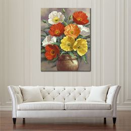 Handmade Canvas Art Autumn Poppies Sung Kim Painting Dining Area with Impressionistic Landscape Decor