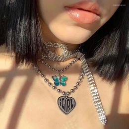 Pendant Necklaces Punk Exaggerate Beaded Trendy Hip Hop Letter IGIRL Heart For Women Fashion Jewelry Accessories 2023