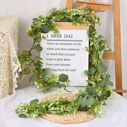 Decorative Flowers Simulated Eucalyptus With Hook Realistic Looking Plastic Artificial Persian Leaf Vine Wedding Wreath Decoration Home