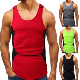 Men's Tank Tops 2023 Summer Vest Men Sleeveless Top Training Sport Color Maching Shirt Fitness Tight Fitting Muscle Workout Tanks Male