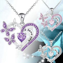 12Pcs Fashion Love Heart Butterfly Necklace Crystal Butterfly Animal Designer Jewelry Handmade Items Gift