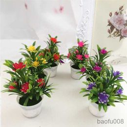 Sachet Bags Simulation Small Lotus Flowers Desk Decorative Artificial Flower Potted Small Bonsai Desktop Creative DIY Garden Decoration R230605