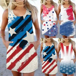 Casual Dresses Women's Summer Dress Beach Floral T Shirt Tank Sleeveless Loose Elegant For Women