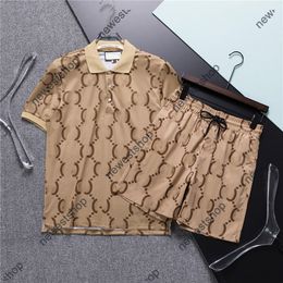 23SS designer Mens tracksuits summer classical letter print polos shirts luxury sport suits casual cotton men casual black khaki shorts and t shirt sets