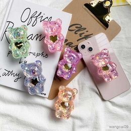 Cell Phone Mounts Holders Cute Bear Phone Holder Mobile Phone Finger Bracket Foldable Phone Support Bracket Phone Finger Holder R230605