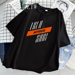 Womens T-shirt Y2k Tops k Pop Schwarz Rosa Ateez t Shirt Graphic T-shirt Female Kpop Casual Harajuku Grafik Kurzarm T-shirts Tshirt Women 230605