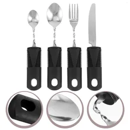 Dinnerware Sets 4pcs Adaptive Utensils Portable Elderly Tableware Bendable Fork Spoons Utensil