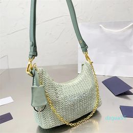 Hobo Grass Woven Underarm Bag Straw Handbags Chian Crossbody Bags Shoulder Handbag Leather Strap Multiple Colours