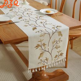 Table Runner Chinese Classical FlowersTable Runner Tea Table Leaves Tassels Cotton Tablecloth TV Cabinet /Home Decoration #B022 230605