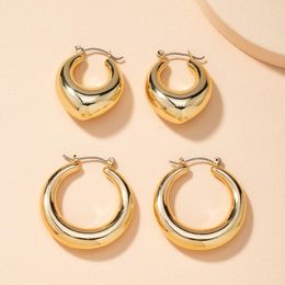Hoop Earrings 2023 Trending Jewelry Women's Fashion Accessories Jewellery Wholesale Gold Plated Metal Chunky Oval For Women