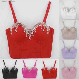 Женские танки Camis Fashion Sexy Clubwear Diamond Tassel Tops Tops Slimeveless Slim Lady Bralette Corset Top Bess Skinny женский ночной клуб Camisole T230605